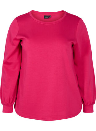 Sweatshirt med rund hals och långa ärmar, Cerise, Packshot image number 0