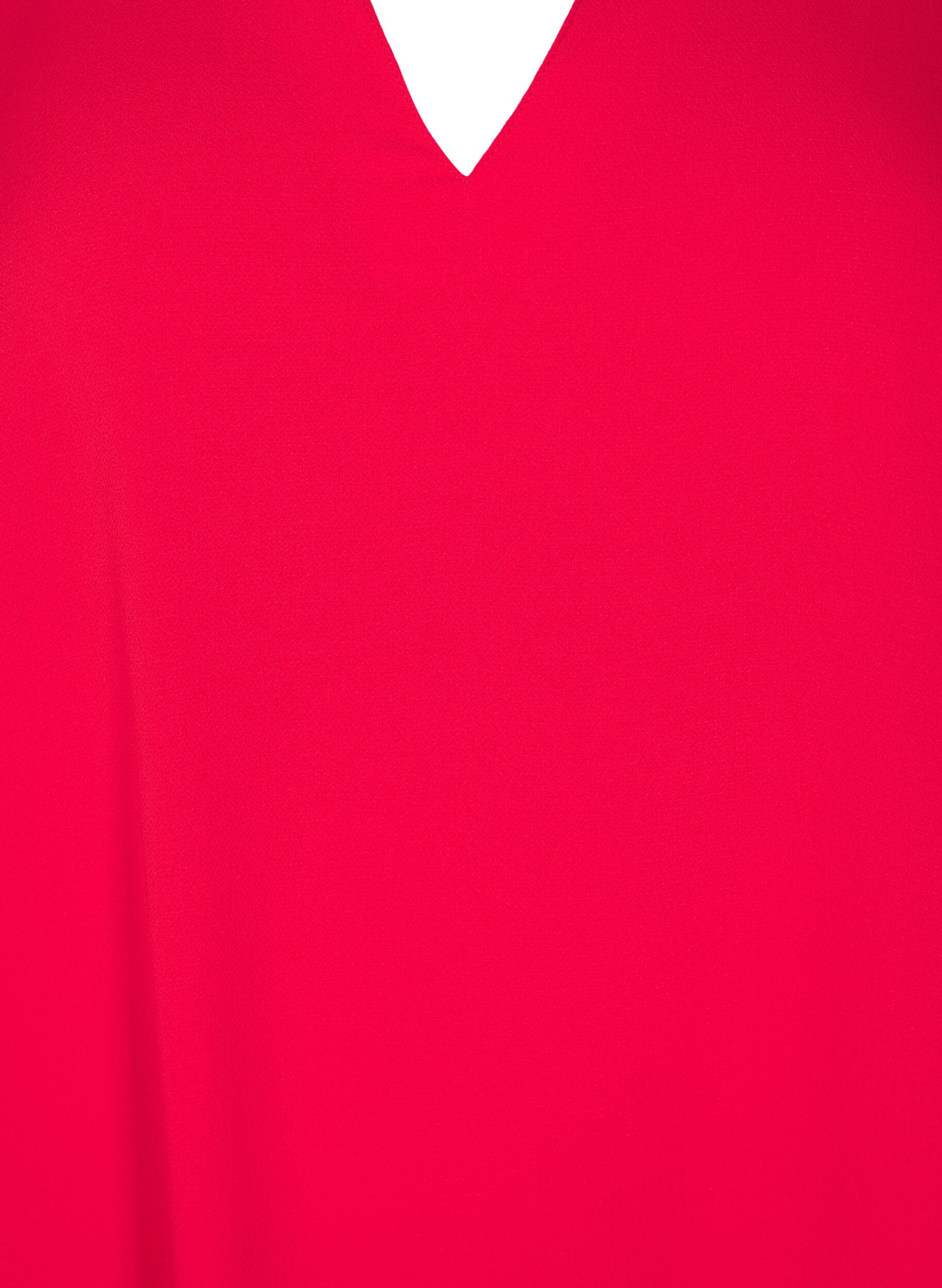 Zizzi Kort&auml;rmad blus med V-ringning, R&ouml;d, Packshot image number 2