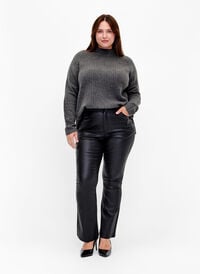 Coated Ellen-jeans med bootcut, Black, Model