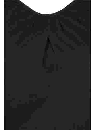 Enfärgad topp med 3/4 ärmar i bomull, Black, Packshot image number 2
