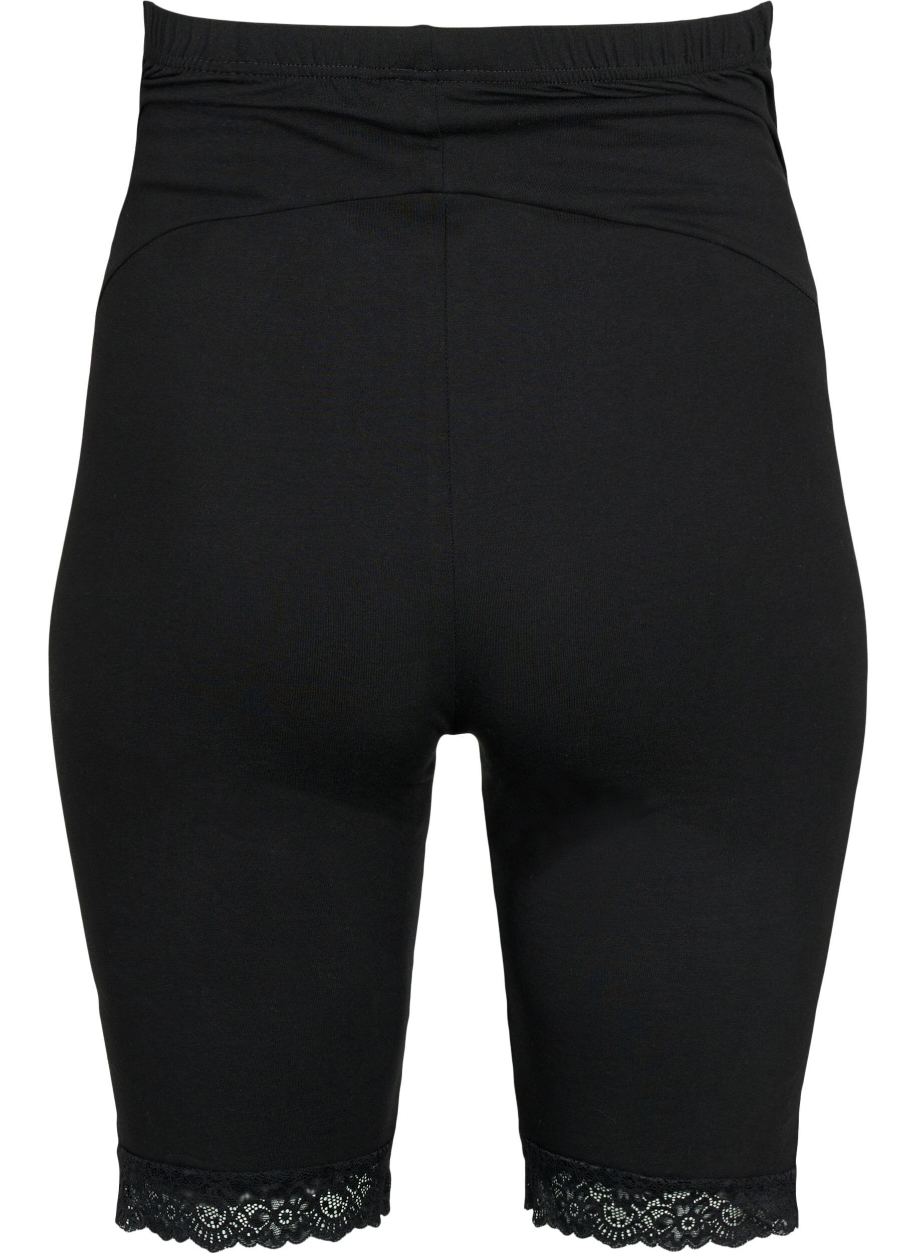 Zizzi Cykelshorts f&ouml;r gravida med spetskant, Black, Packshot image number 1