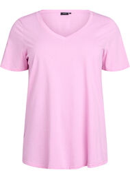 Kort&auml;rmad t-shirt med v-hals, Rosa