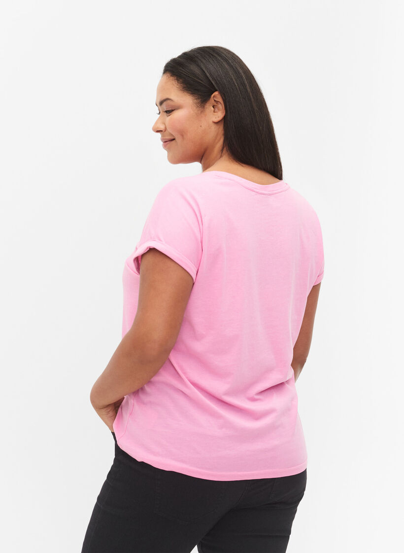 Kortärmad t-shirt i bomullsmix, Rosa, Model image number 2