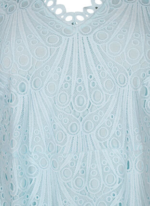Virkad klänning med korta ärmar, Delicate Blue, Packshot image number 2