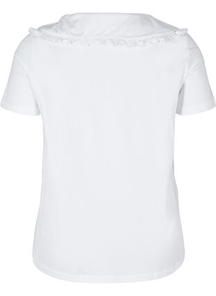 T-shirt i bomull med krage, Bright White, Packshot image number 1