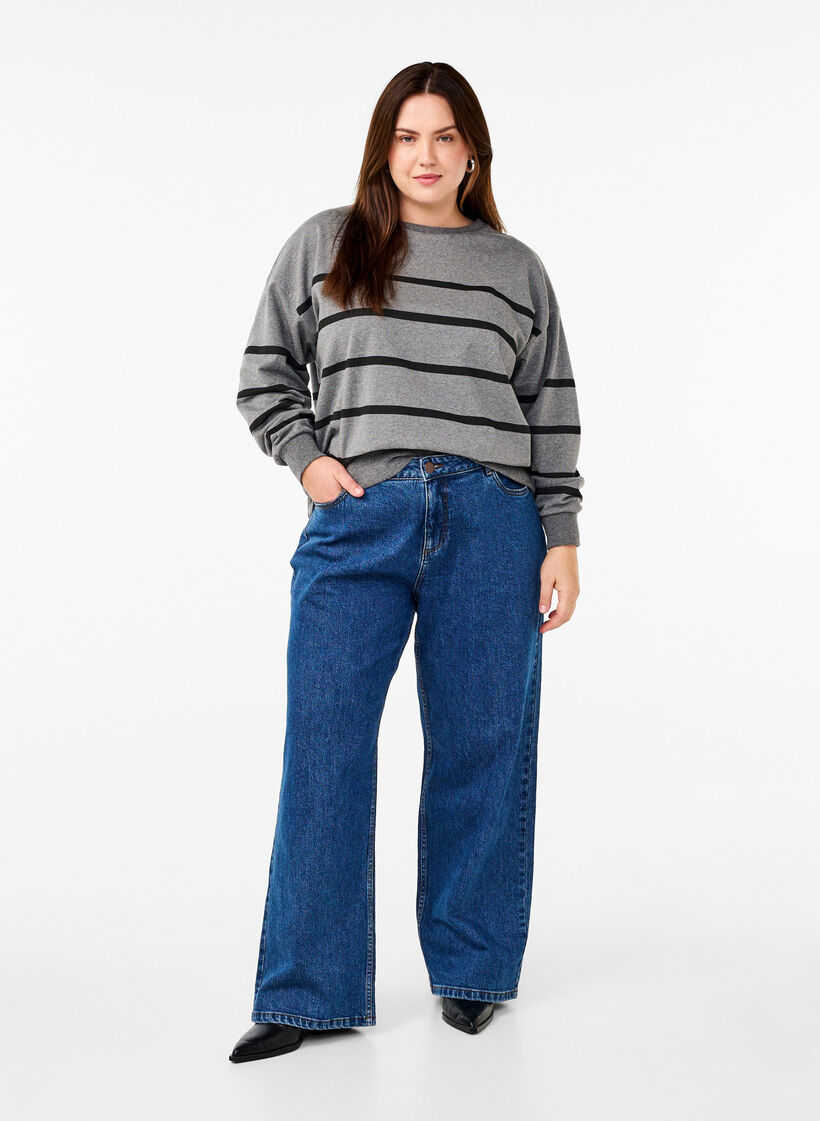 Sweatshirt med ränder, MGM w. Black Stripe, Model image number 2