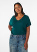 Bas-t-shirt med v-ringning i viskos, Gr&ouml;n, Model image number 0
