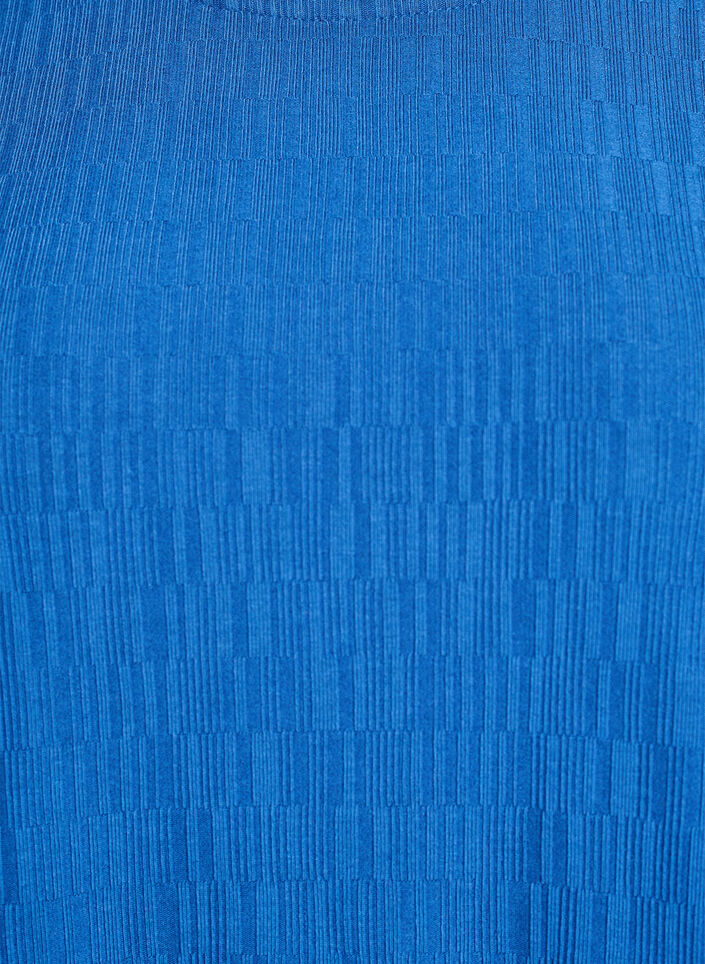 Blus med struktur och 3/4-&auml;rmar, Bl&aring;, Packshot image number 2