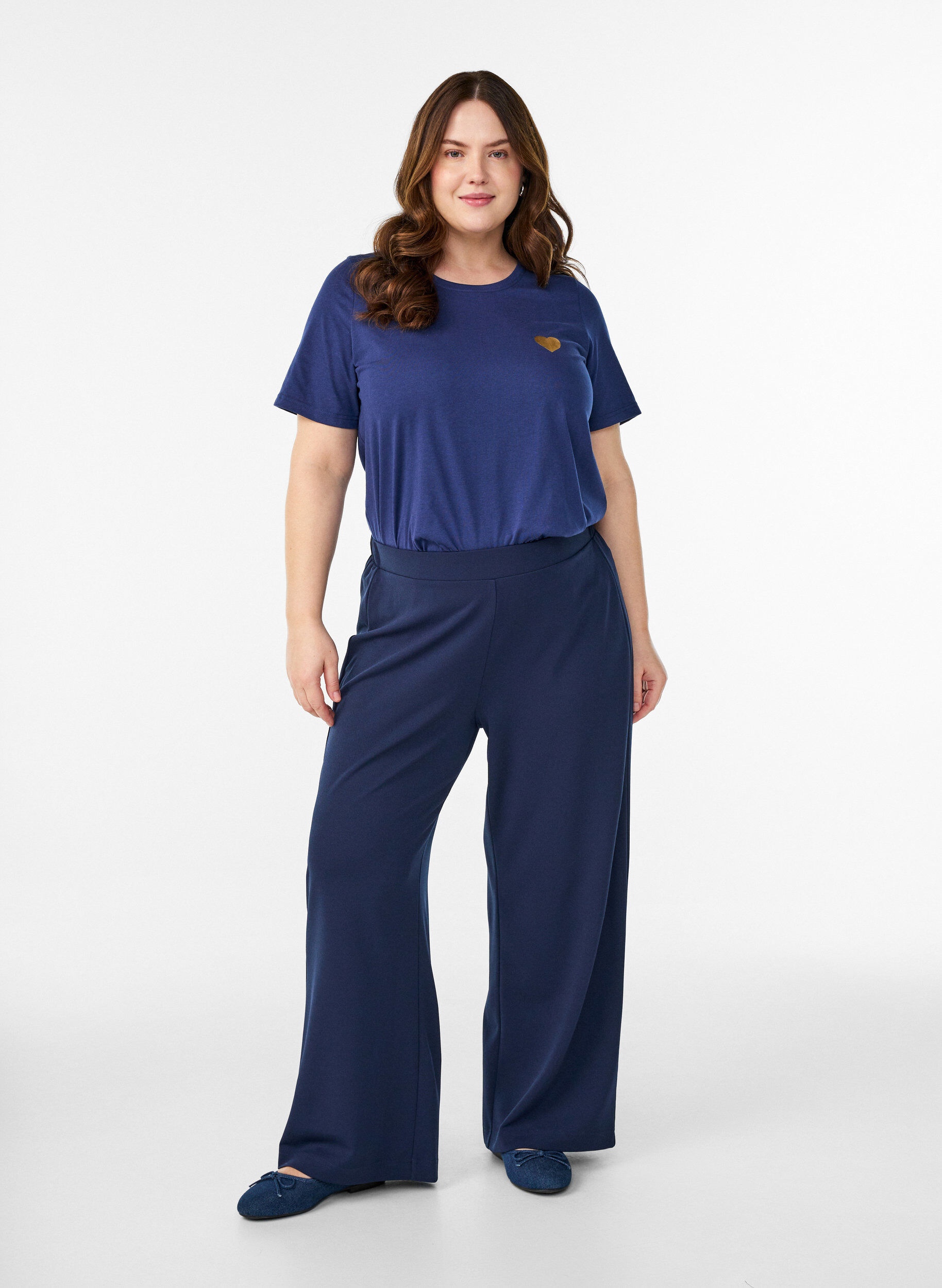 Zizzi T-shirt med tryck, Bl&aring;, Model image number 1