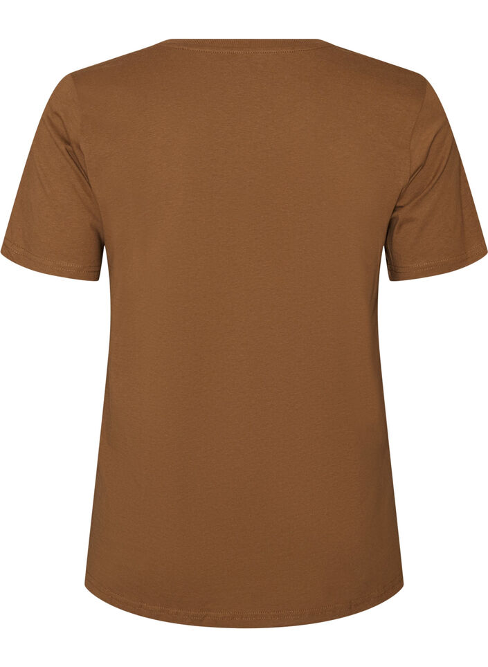 T-shirt i bomull med tryck, Brun, Packshot image number 1