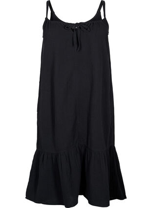 Lång strandklänning i bomull, Black, Packshot image number 0