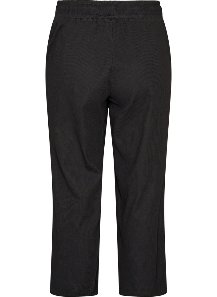 Ribbade pyjamasbyxor med raka ben, Svart, Packshot image number 1