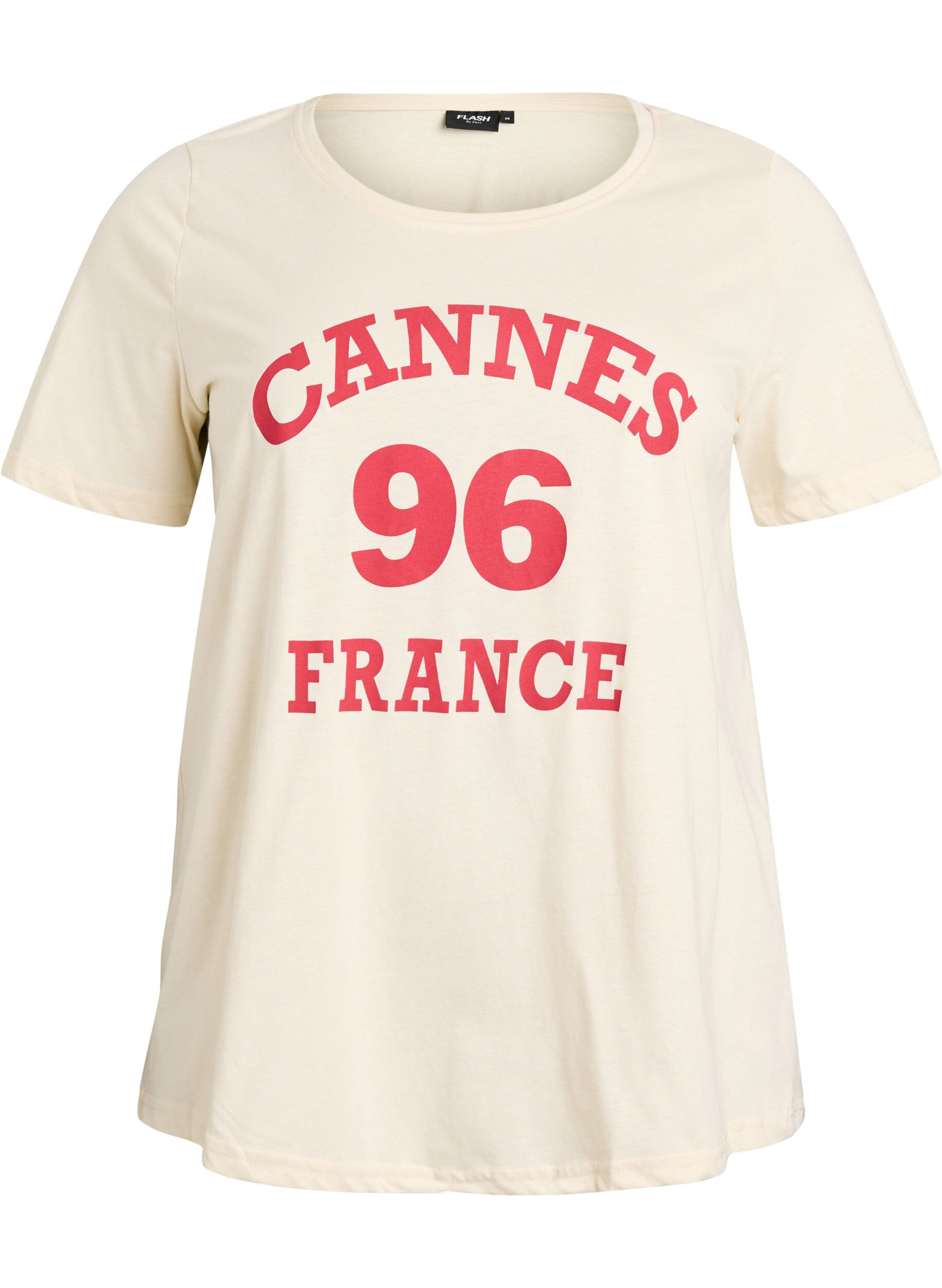 Zizzi T-shirt med tryck, Vanilla, Packshot image number 0