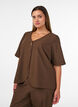 Blus med glitter och v-ringning, Brun, Model image number 0