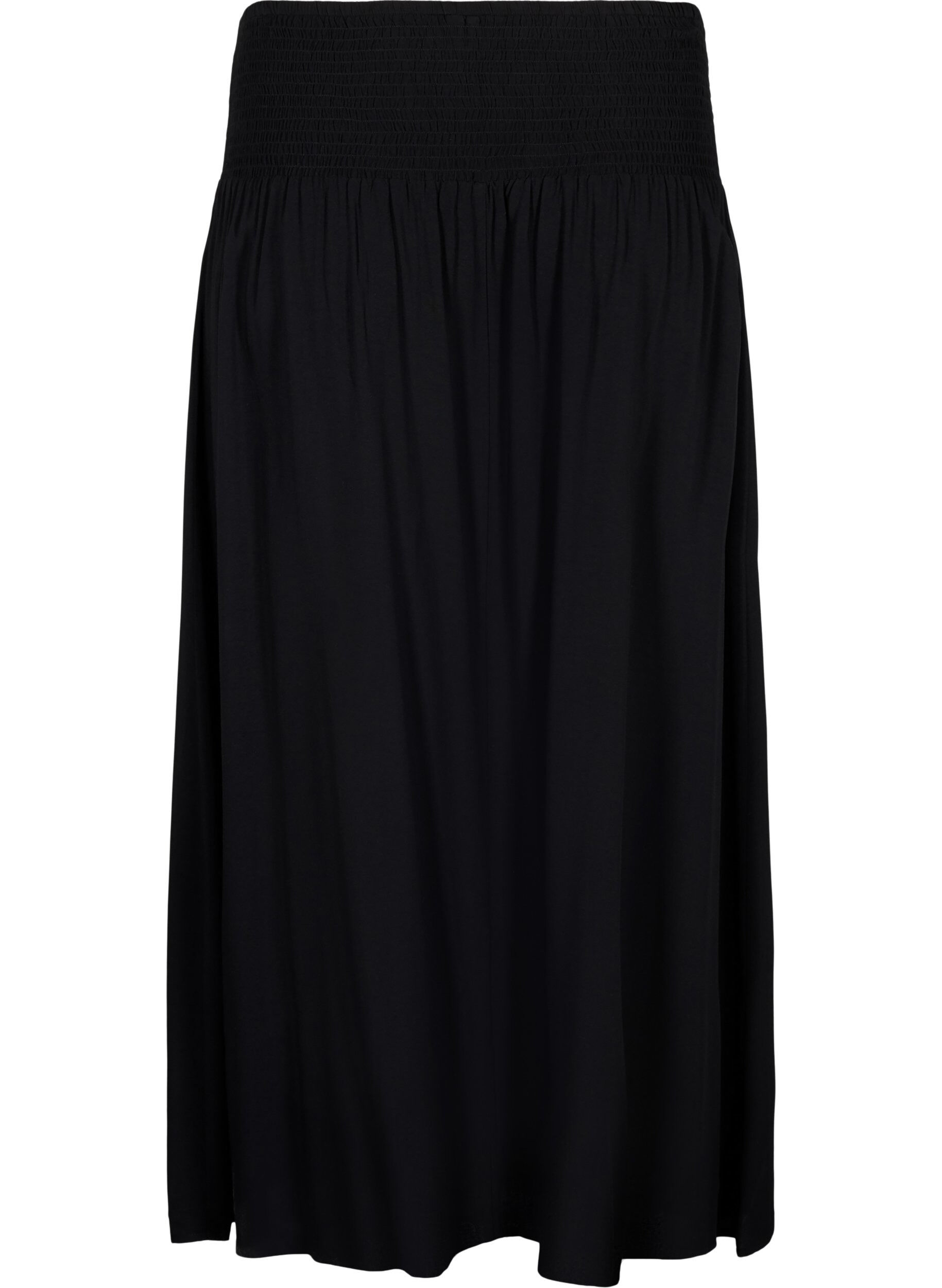 ZizziMaxikjol i viskos med smock, Svart, Packshot image number 1