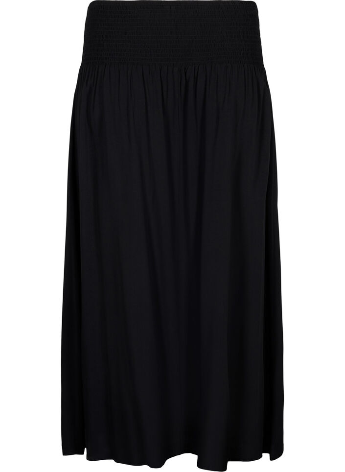 Maxikjol i viskos med smock, Svart, Packshot image number 1