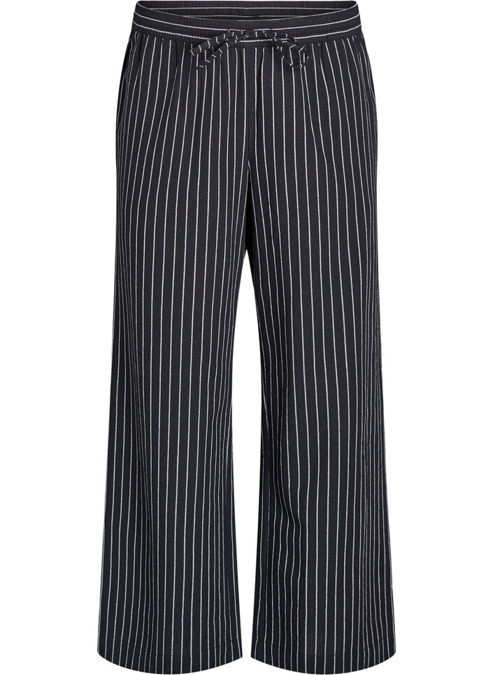 Löst sittande byxor med hög midja och fickor, Svart, Packshot image number 0