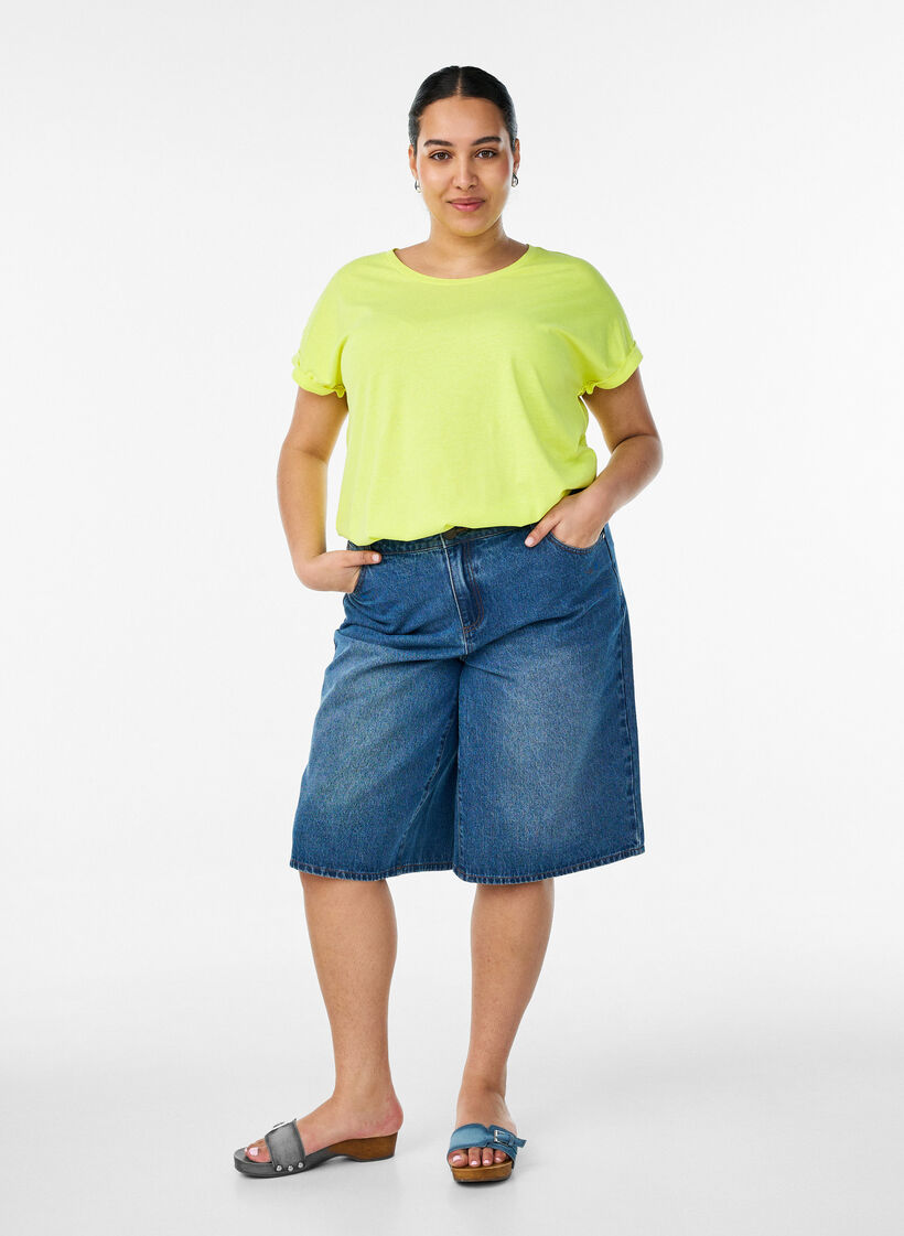 Neonf&auml;rgad bomulls t-shirt, Gul, Model image number 1