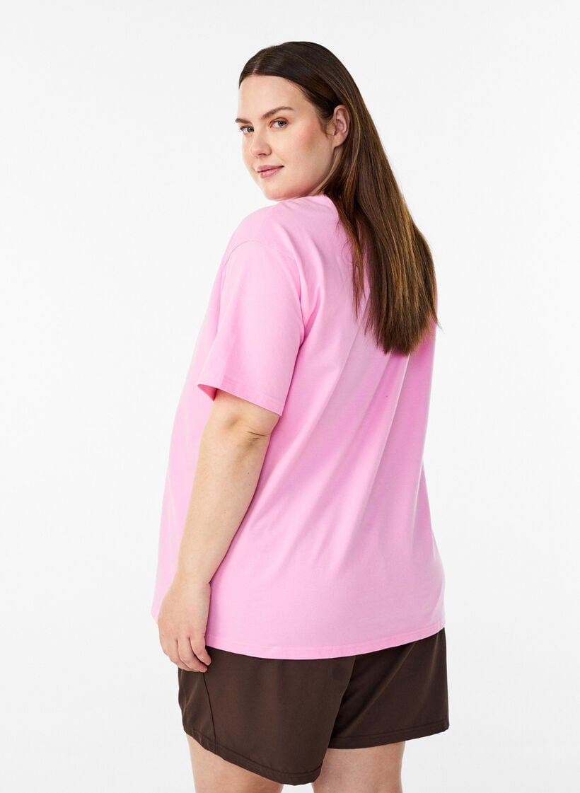 Sportig t-shirt i ekologisk bomull, Rosa, Model image number 2