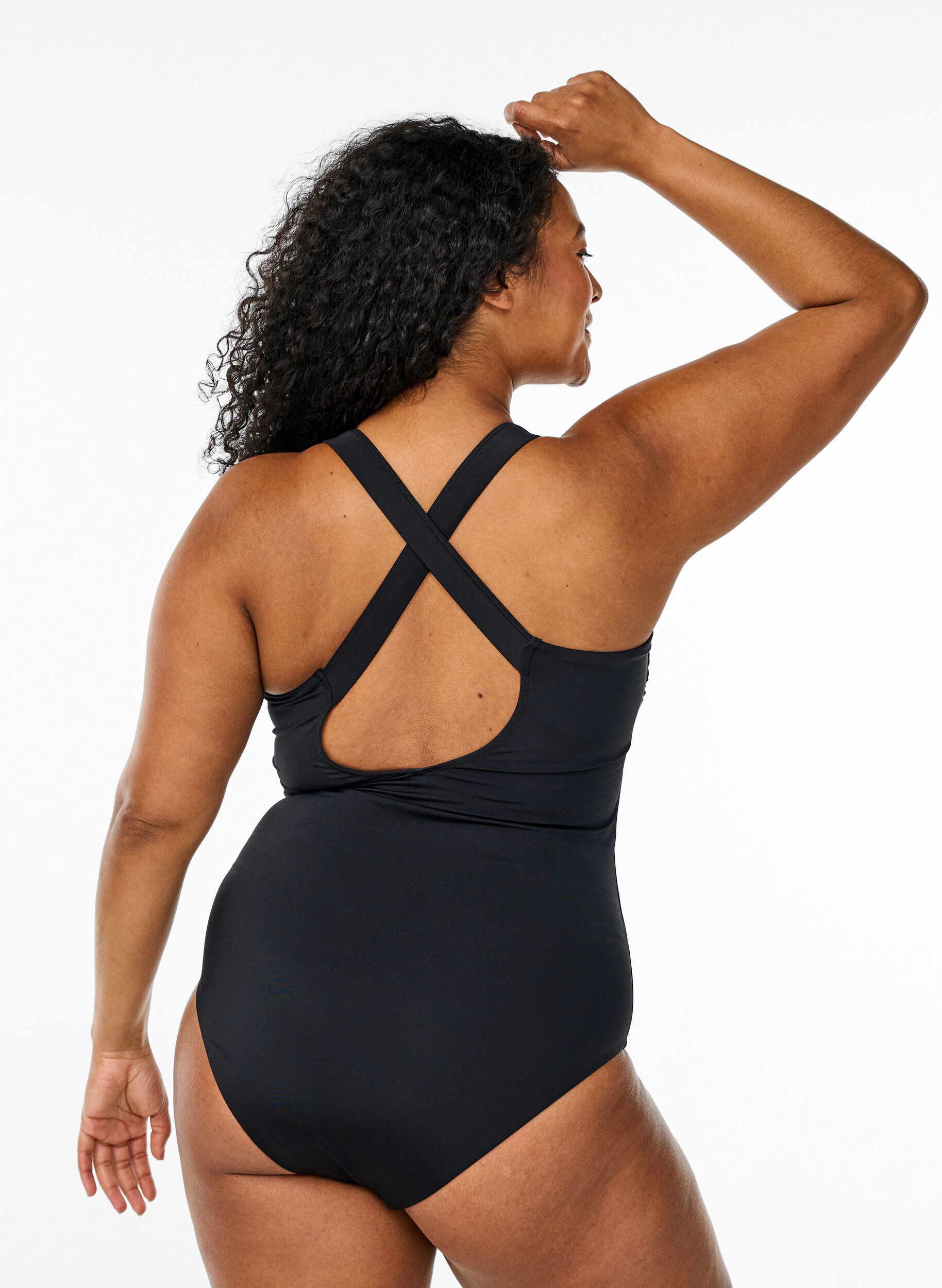 Zizzi Baddr&auml;kt med korsade axelband, Svart, Model image number 1