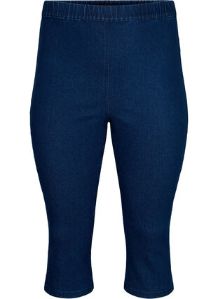 FLASH - Slim fit capribyxor i jeans med hög midja , Blue denim, Packshot image number 0