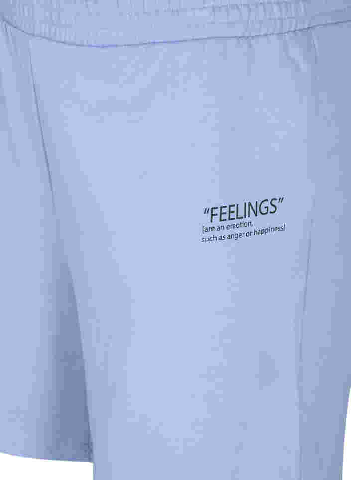Shorts i sweatshirtmaterial med texttryck, Blue Heron, Packshot image number 2