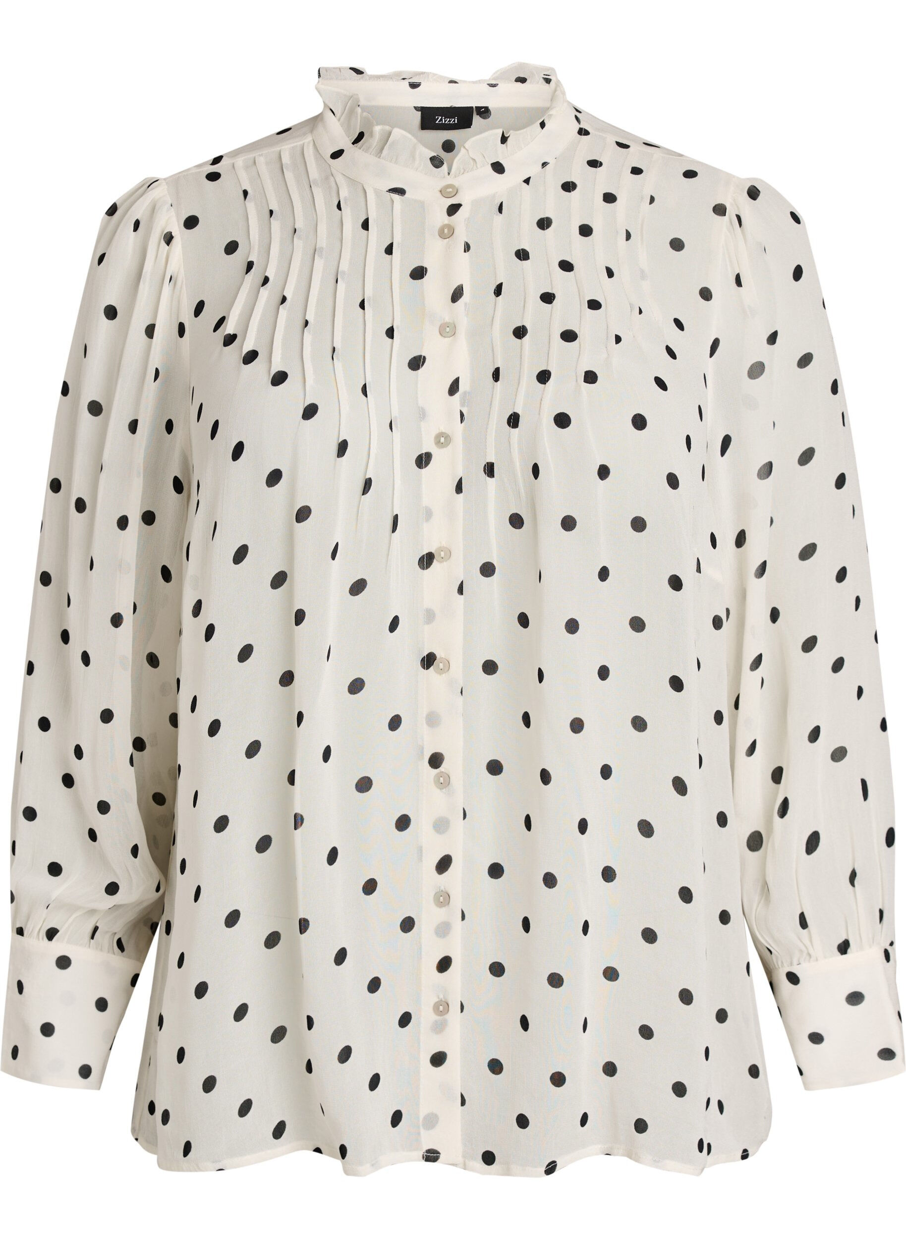 Blus i viskos med volangkrage