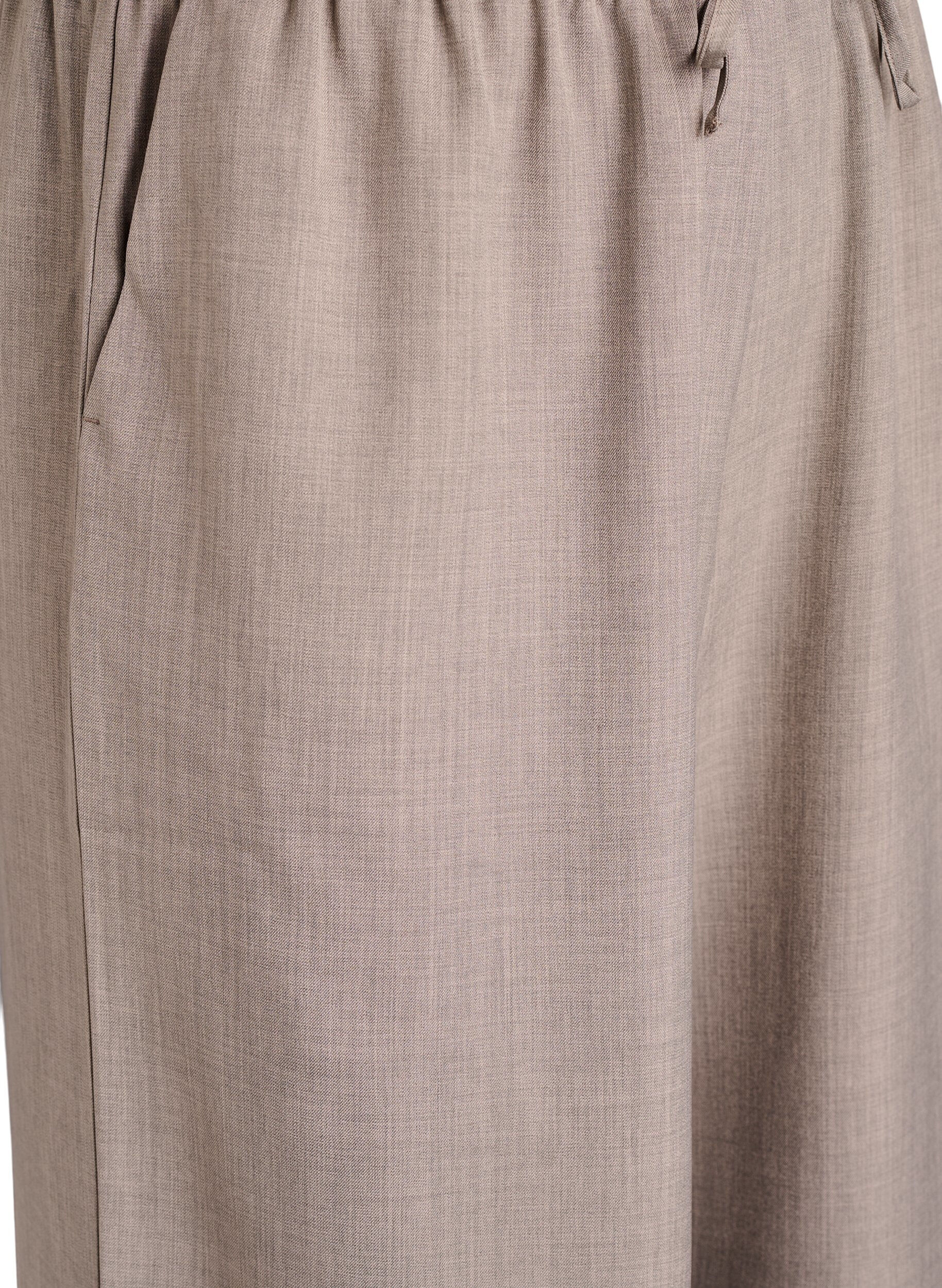 Zizzi Byxor med h&ouml;g midja och vida ben, Beige, Packshot image number 2