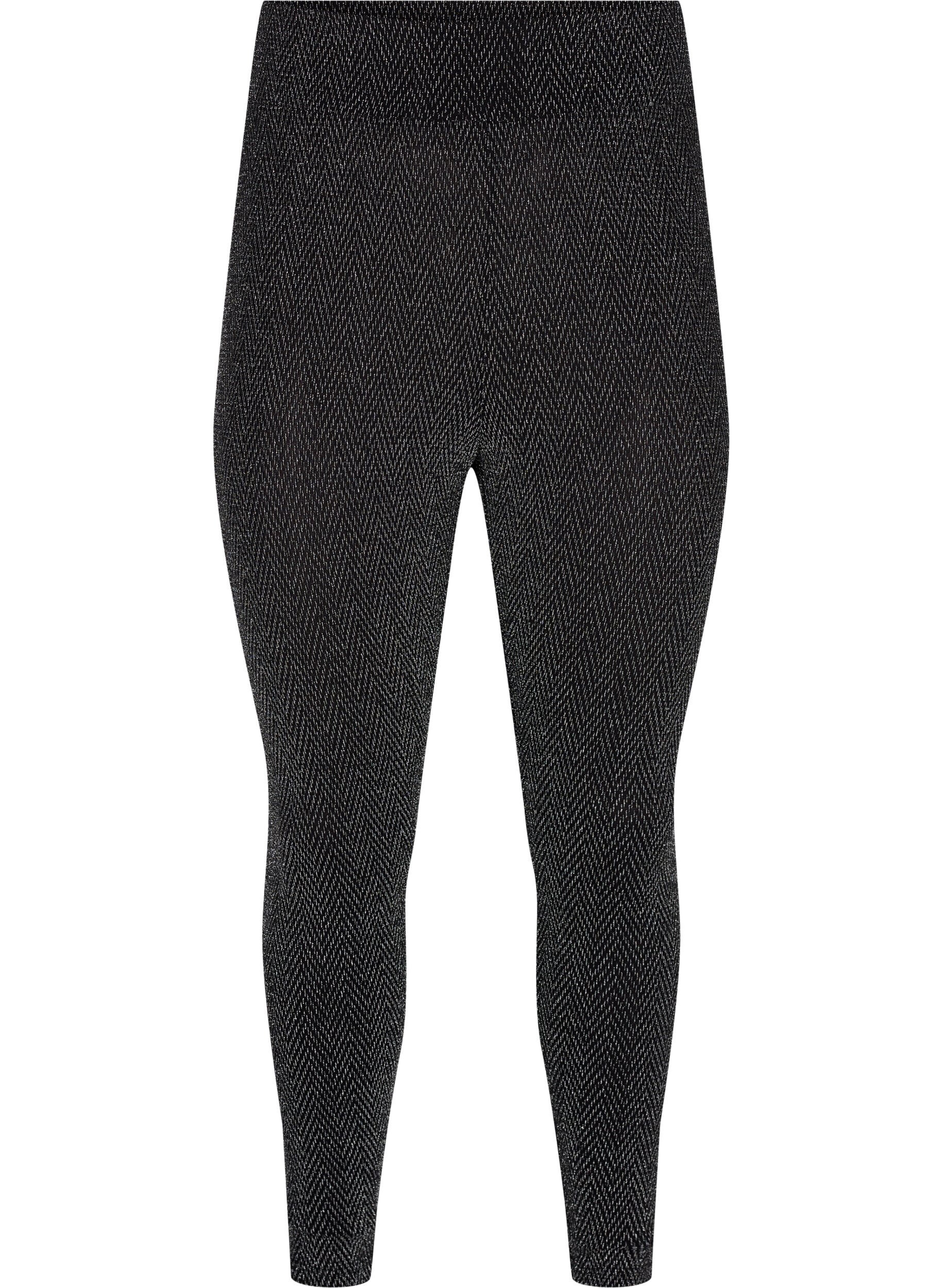 Zizzi Leggings med glitterm&ouml;nster, Silver ZigZagShimmer, Packshot image number 0