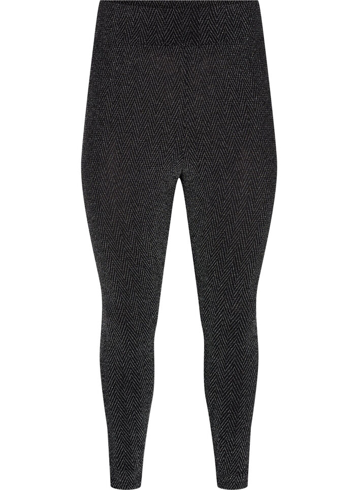 Leggings med glittermönster, Silver ZigZagShimmer, Packshot image number 0