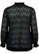 Långärmad spetsblus med smock, Black, Packshot image number 1
