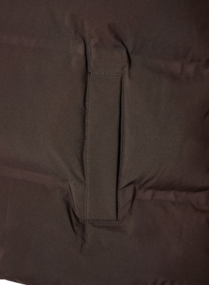 Kort pufferv&auml;st med h&ouml;g krage, Brun, Packshot image number 3