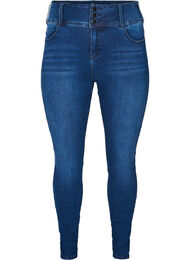 Super slim Bea jeans med extra hög midja, Blue denim