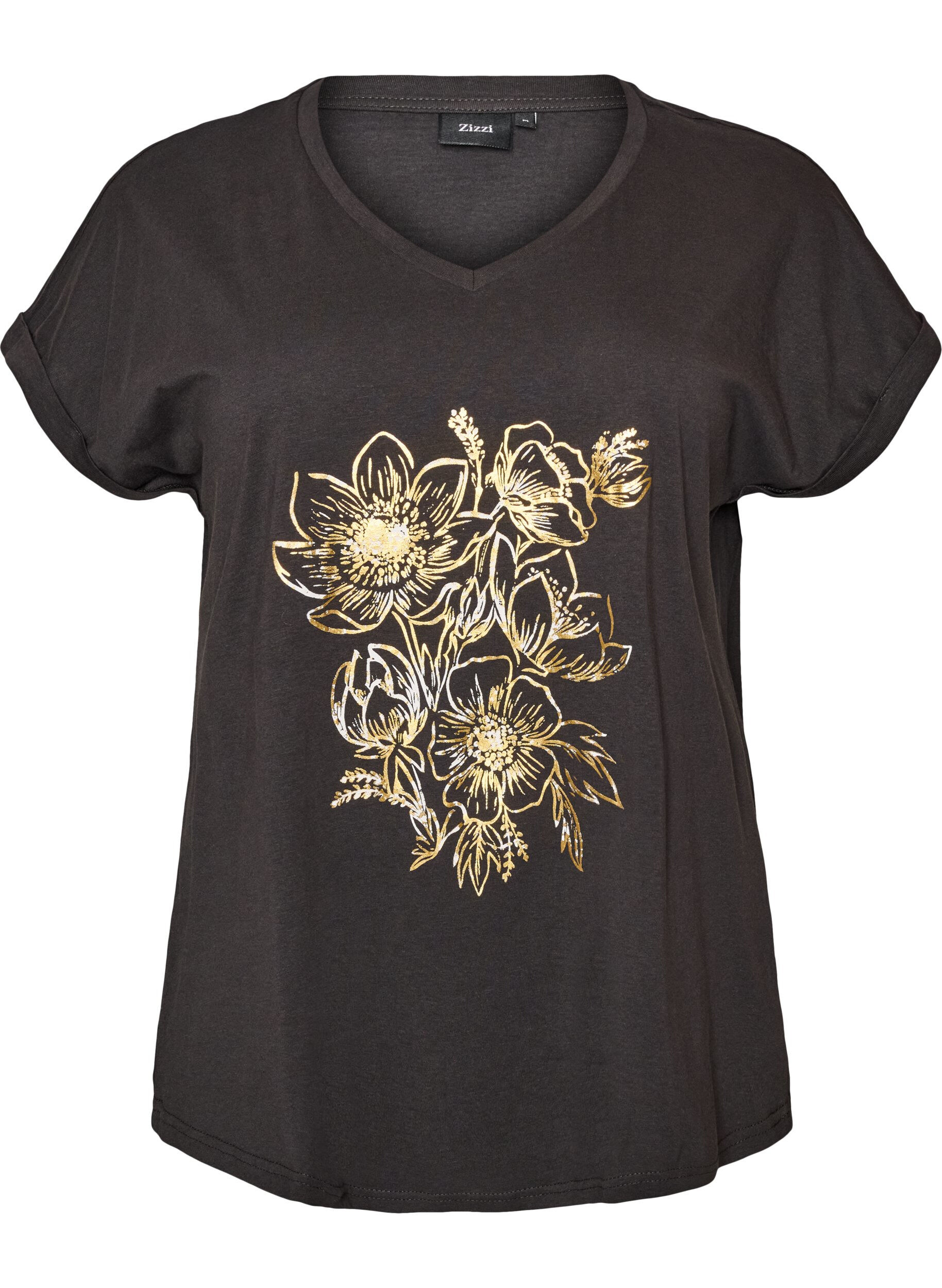 T-shirt i bomull med guldfolietryck