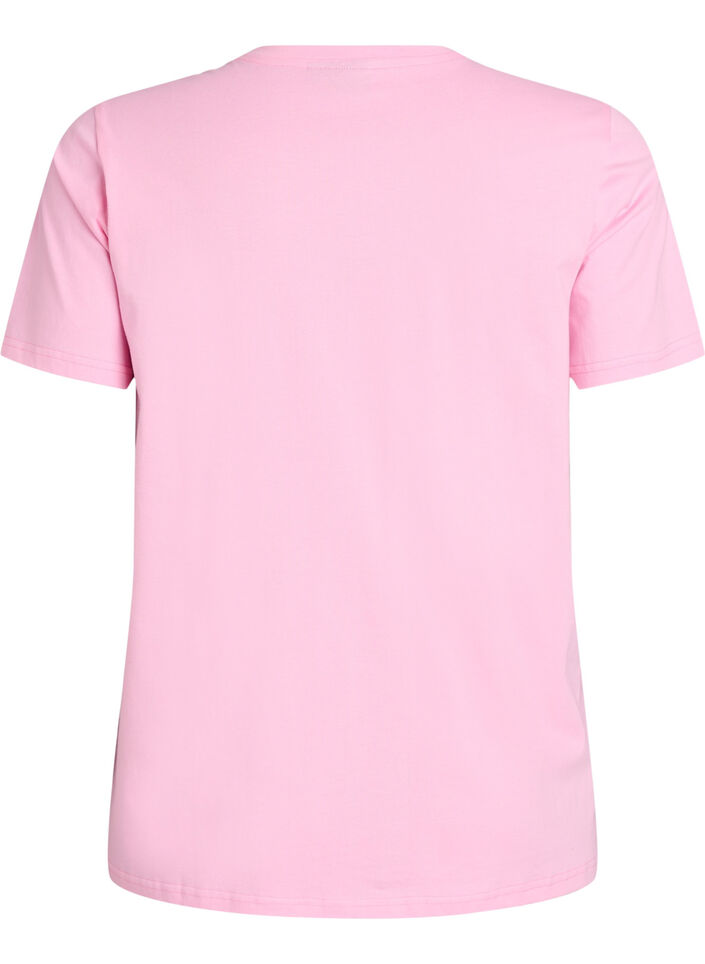 T-shirt i bomull med broderad text, Vit, Packshot image number 1