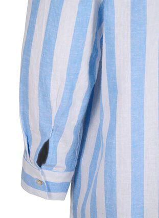 Långskjorta i linne och bomull, Blue White Stripe, Packshot image number 4