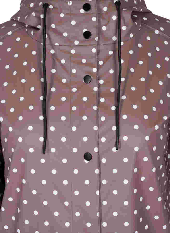 Regnjacka i prickigt mönster med huva, Iron W/White dot, Packshot image number 2