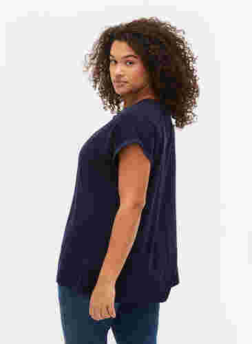 Kortärmad t-shirt i bomullsmix, Navy Blazer, Model image number 1