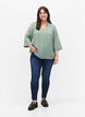 Solid färg blus med 3/4 ärmar, Chinois Green, Model image number 2