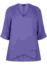 V-ringad blus med 3/4-ärmar, Ultra Violet