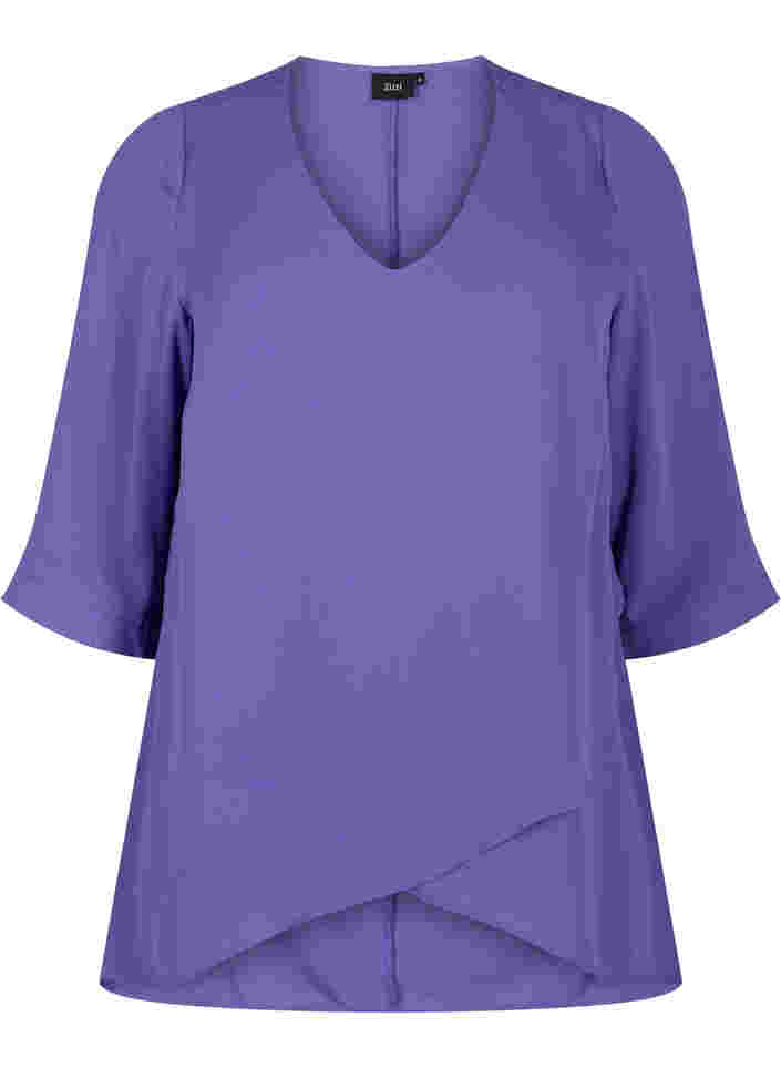 V-ringad blus med 3/4-ärmar, Ultra Violet, Packshot image number 0