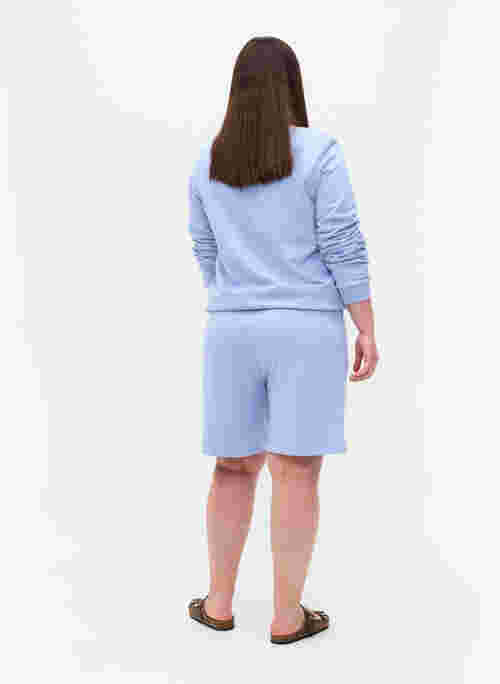 Shorts i sweatshirtmaterial med texttryck