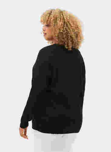 Stickad tröja med omlott, Black, Model image number 1