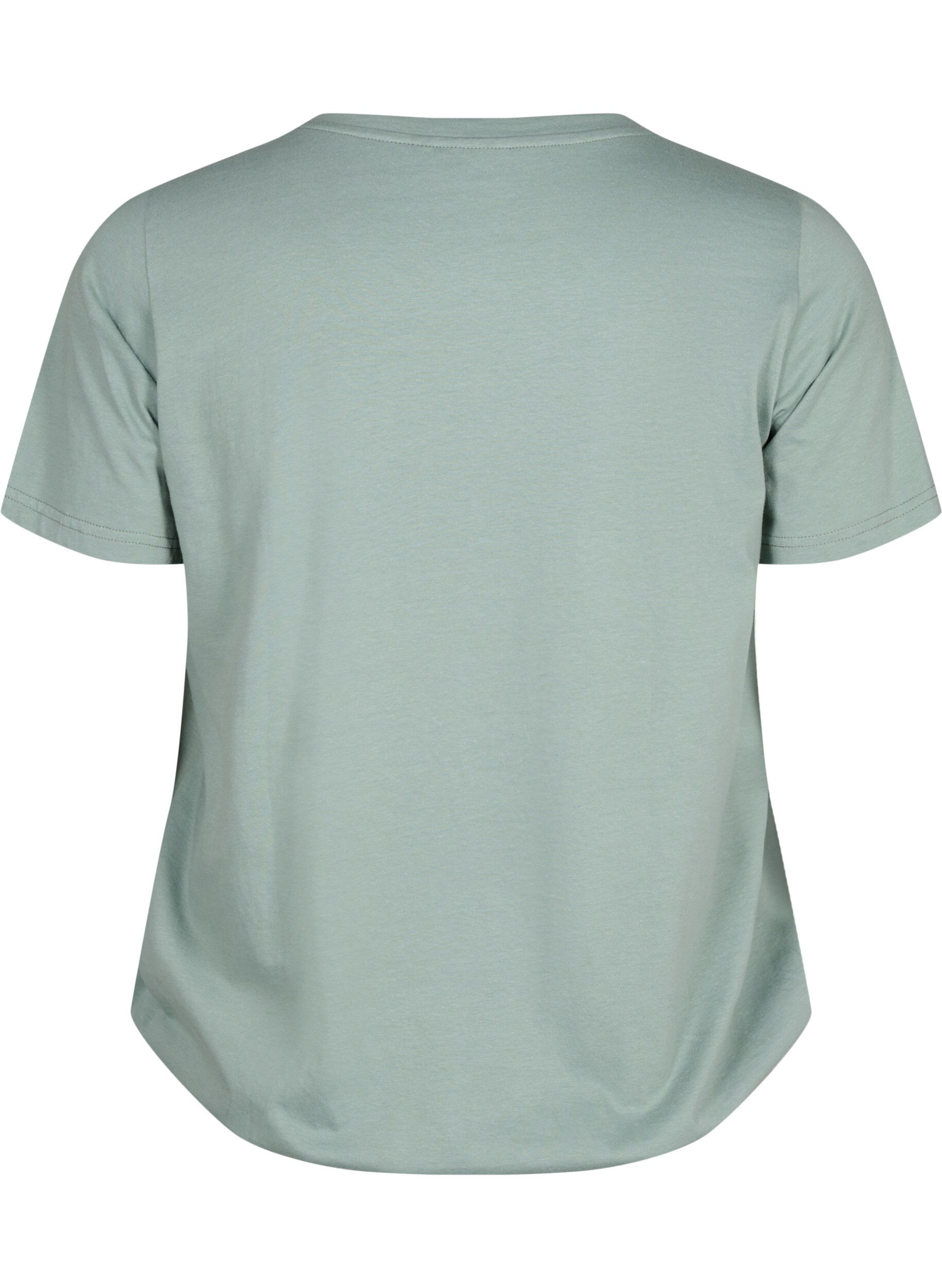 Zizzi Kort&auml;rmad t-shirt i bomull med elastisk kant, Chinois G. W. Live, Packshot image number 1