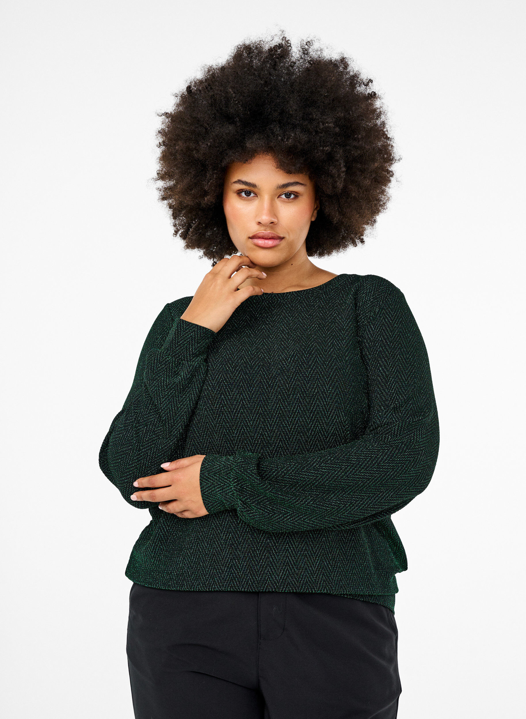 Zizzi Blus med skimrande m&ouml;nster, Scarab ZigZagShimmer, Model image number 0