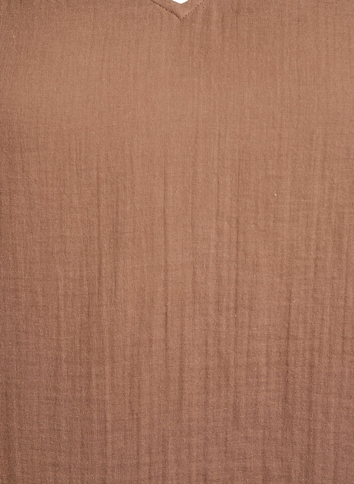&Auml;rml&ouml;s topp i bomullsmuslin med volanger, Brun, Packshot image number 2