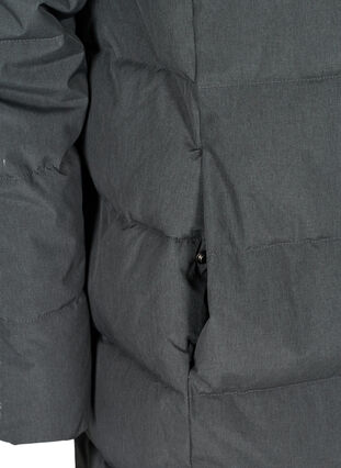 Lång pufferjacka med huva, Dark Grey Melange, Packshot image number 3
