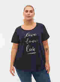 Kortärmad t-shirt i bomull med tryck , Night Sky Love Love, Model
