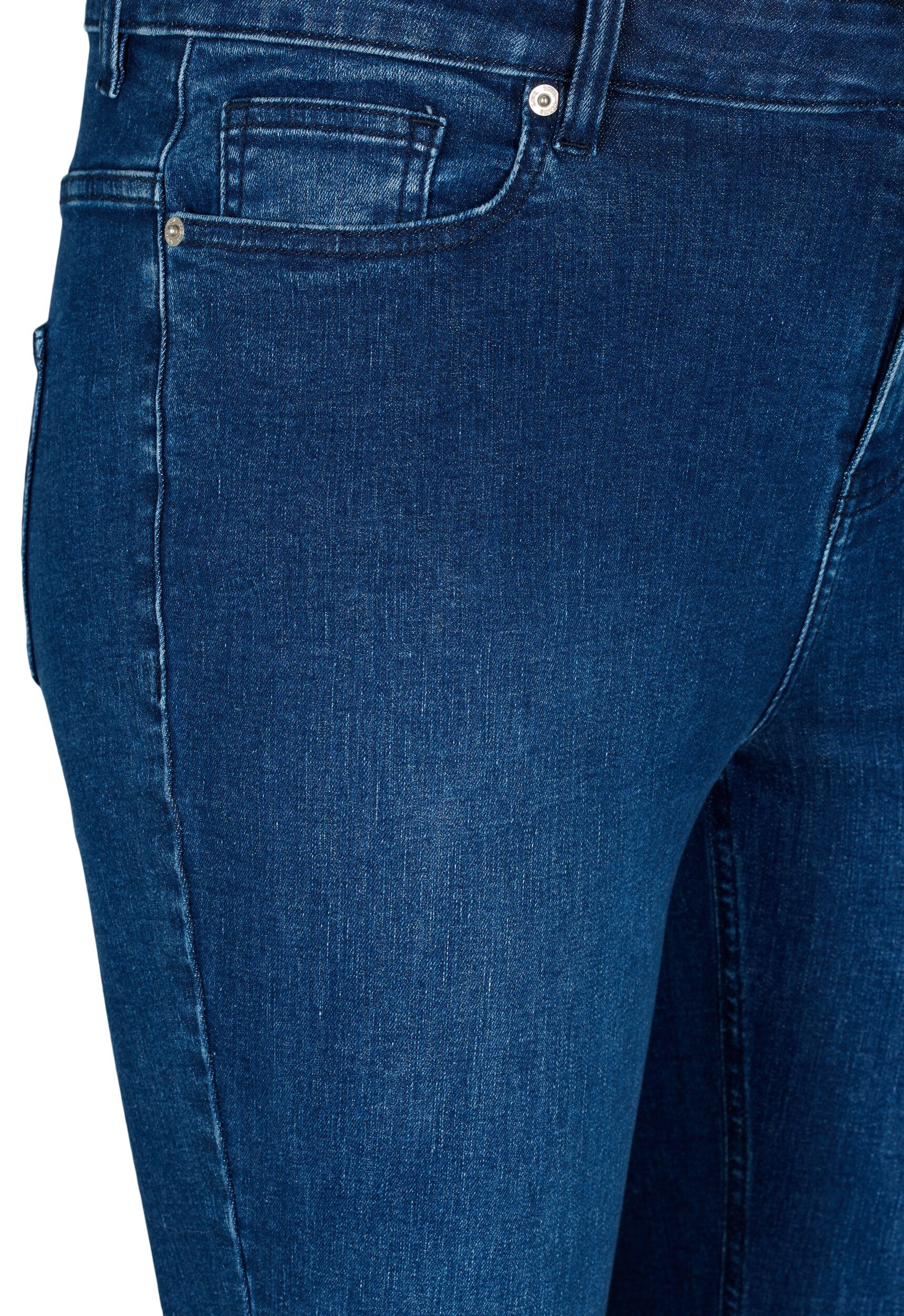 Zizzi Ellen bootcut jeans med r&aring; kant, Blue denim, Packshot image number 2