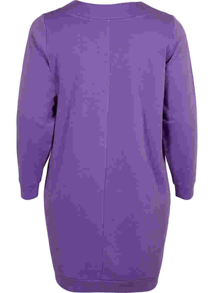 V-ringad sweatshirtklänning, Deep Lavender, Packshot image number 1